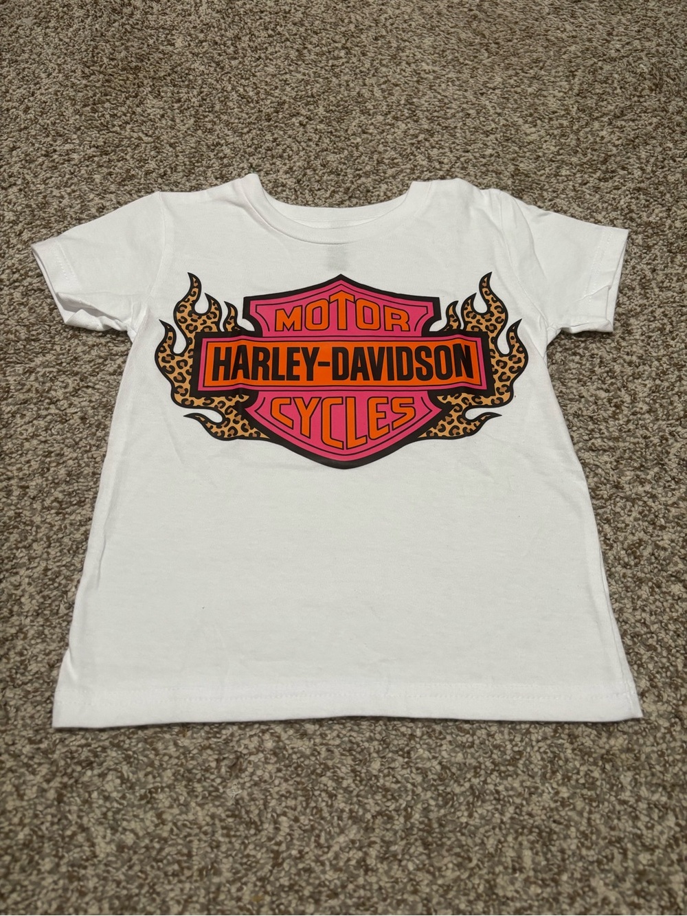 Harley-Davidson White Tee with Pink & Orange Logo